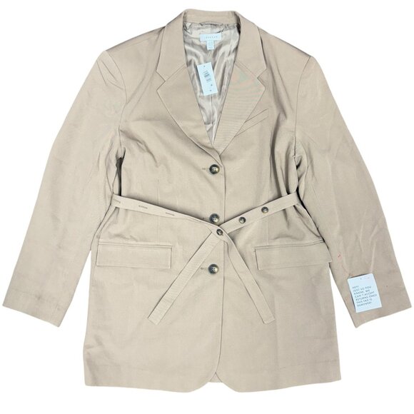 NWT Women's TOPSHOP Belted Waist Trench Blazer Tan | Size 10 - Picture 2 of 10